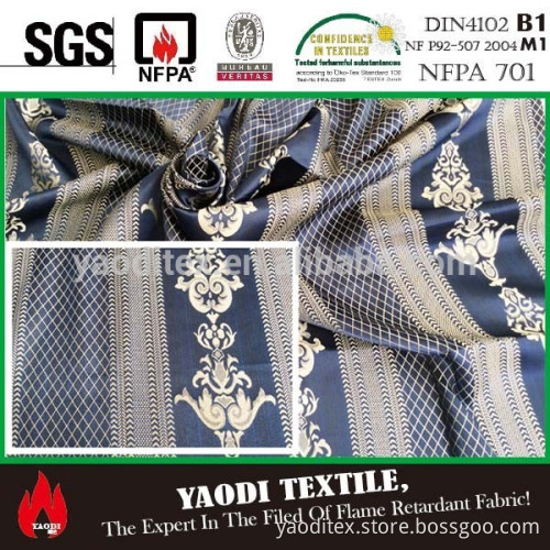 Luxury 100 polyester fire resistant jacquard continuous curtain fabric Russian style for sale